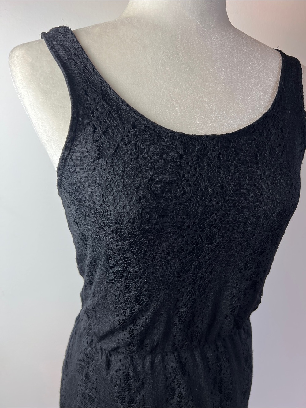 Only Black Lace Sleeveless Elastic-Waist Dress